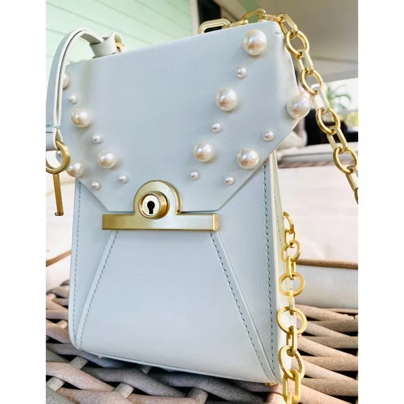 ZAC Zac Posen Amelia Embellished Leather Phone Crossbody Bag EUC - Picture 6 of 17